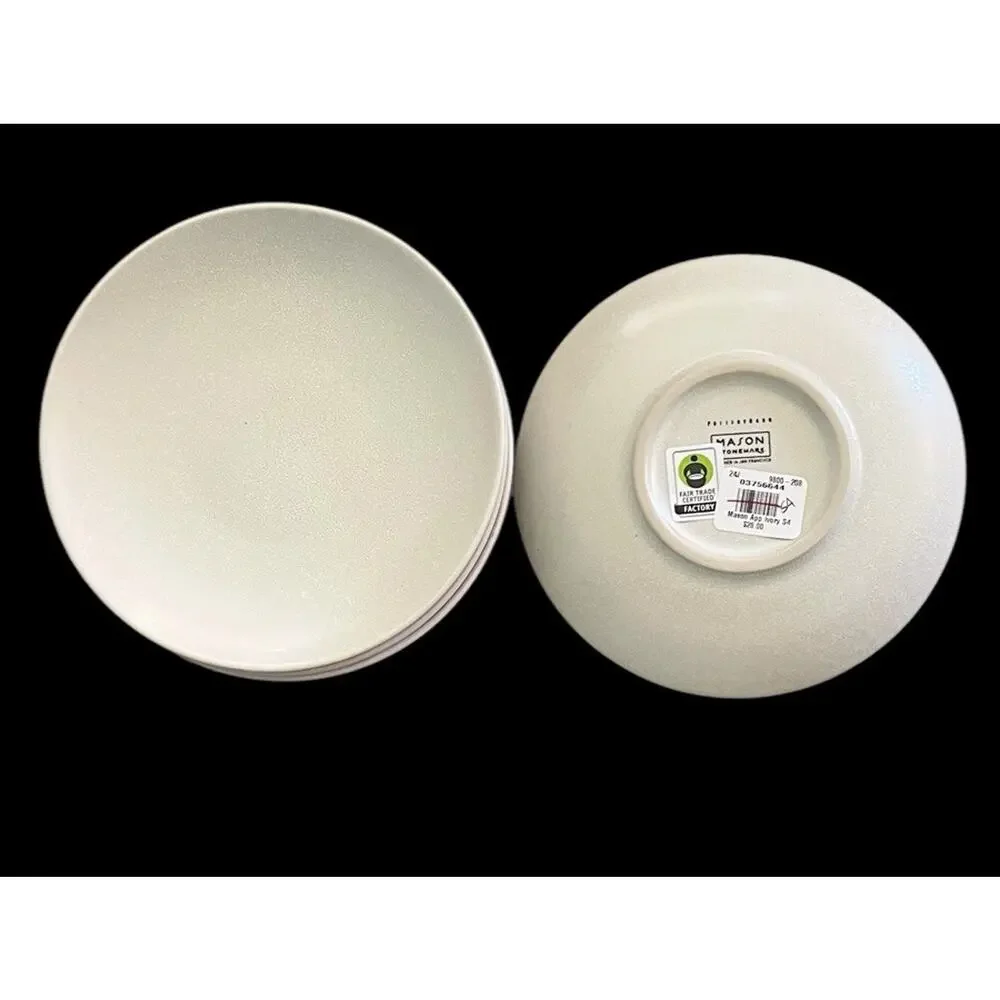 Pottery Barn Set Of 4 Mason App Ivory 6.5